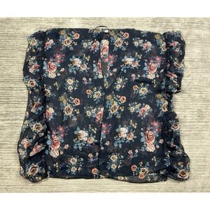 David and Young Kimono Top Womens OSFM Multicolor Floral Sheer Open Front Beach‎